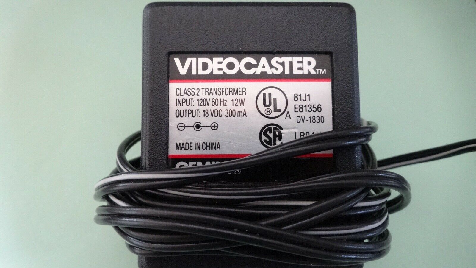New 18V 300mA Videocaster DV-1830 Class 2 Transformer Power Supply Ac Adapter